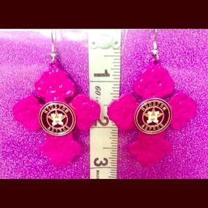 Hammered Cross Hot Pink Houston Astros Earrings